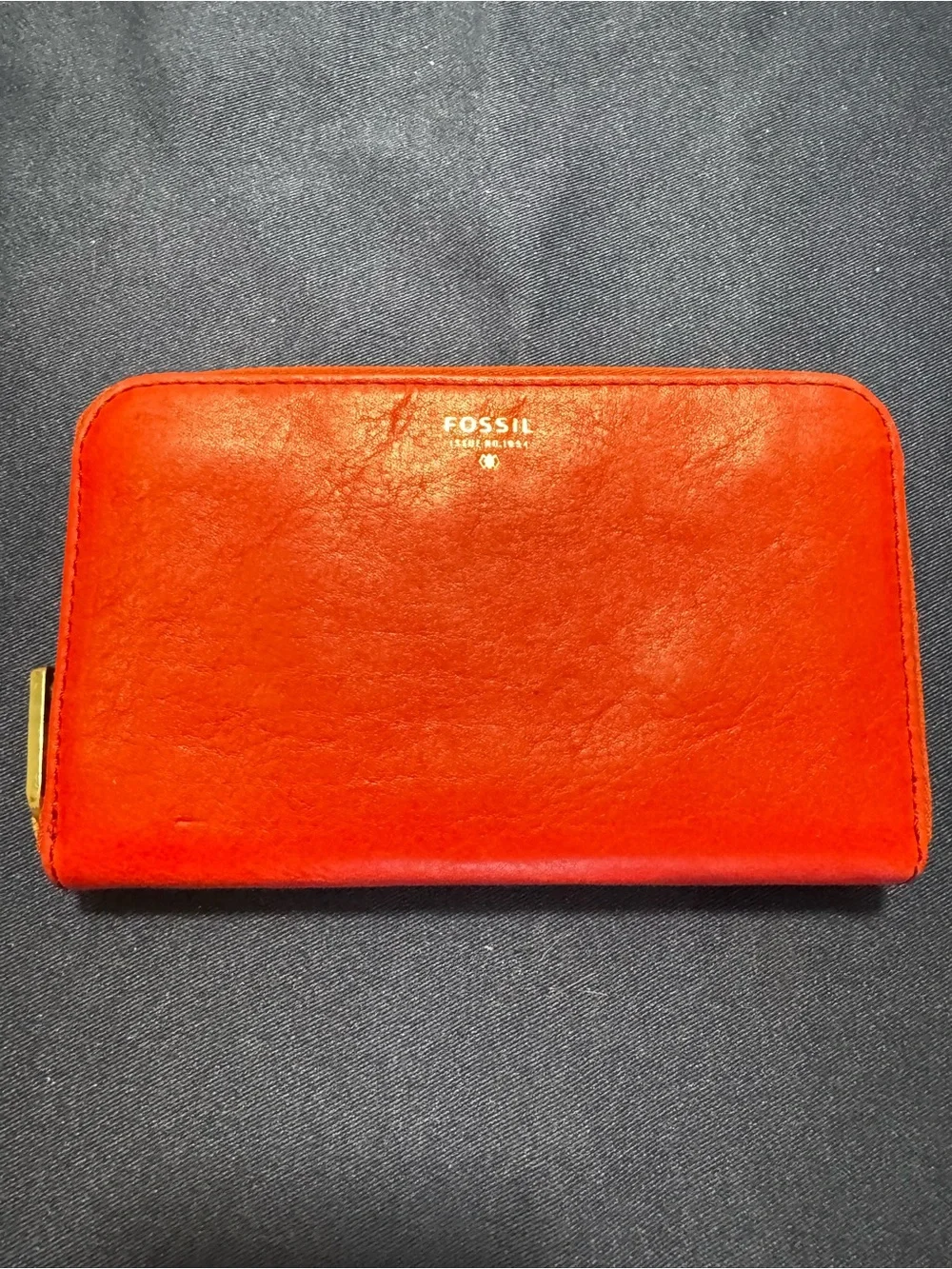 Fossil Women’s Red Zip-Around Wallet with Zipper & Logo Accents, Credit Card